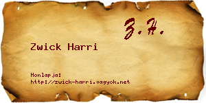 Zwick Harri névjegykártya